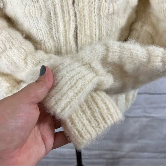 See by Chloe Alpaca Wool Zip Knit Sweater size medium cream and tan - Picture 5 of 10